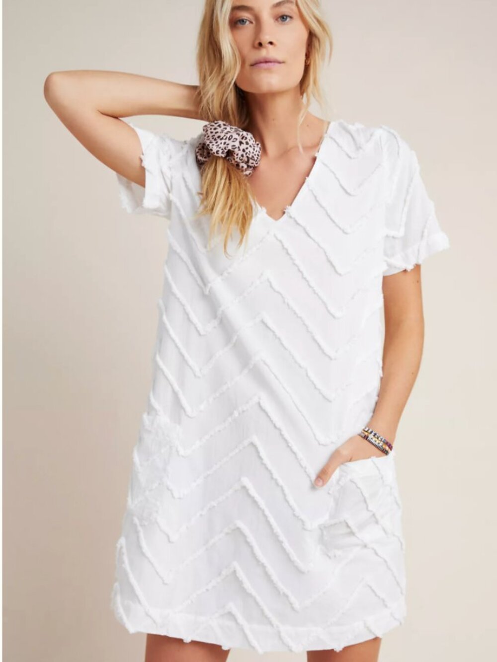 Anthropologie Porridge Textured White Shift Dress | Size XS